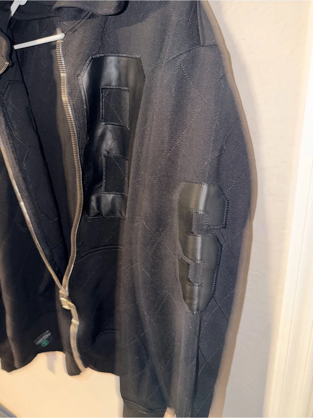 Switch Premium Quilted Zip Hoodie Black Faux Leather 88 Graphic 2XL